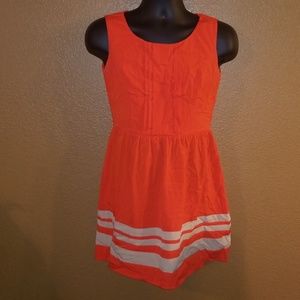 Orange Sleeveless dress with tan strips